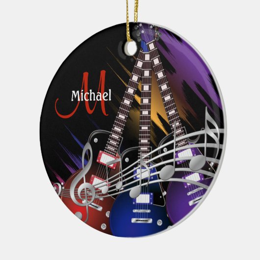 エレクトリックロックギター🎸ミュージックデザイン セラミックオーナメント (左)