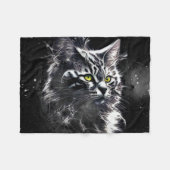 エレクトリック フラクタル 黒猫 グローブケット フリースブランケット (正面(横))