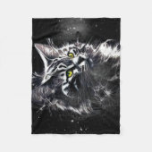 エレクトリック フラクタル 黒猫 グローブケット フリースブランケット (正面)