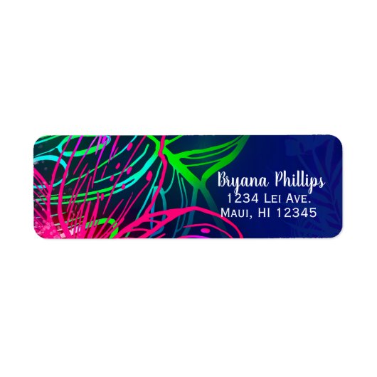 エレクトリック ルアウ トロピカル ナイト ネオン アロハ パーティ ラベル (正面)