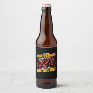 エレクトレットバイクを持った老人 ビールラベル