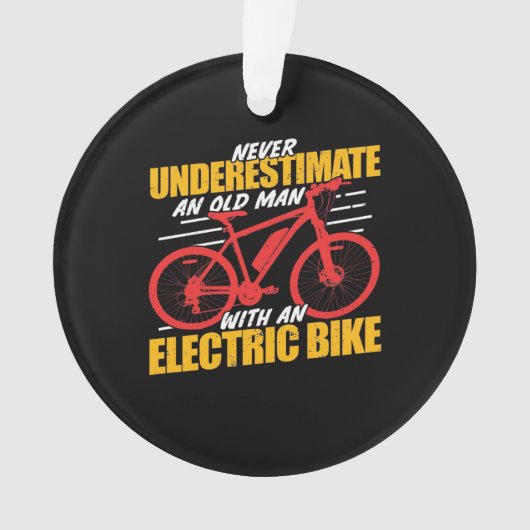 エレクトレット自転車を持つ老人 オーナメント (正面)