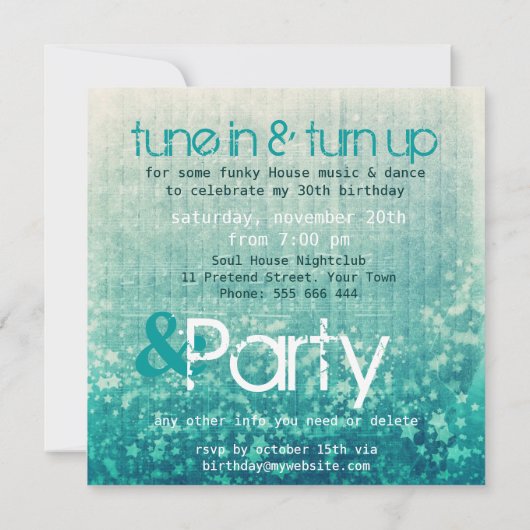 エレクトロドリームズパーティー誕生日招待状 招待状 (裏面)