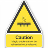 エレクトロニクス魔法煙警告標識 シール (正面)