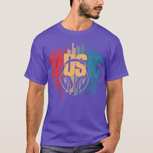 エレクトロニックミュージック好きのDJのためのレトロヘッドホン フレンズ Tシャツ (正面)