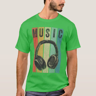 エレクトロニックミュージック ラバー DJ ギフト ビンテージ レトロ ヘッドフォン Tシャツ