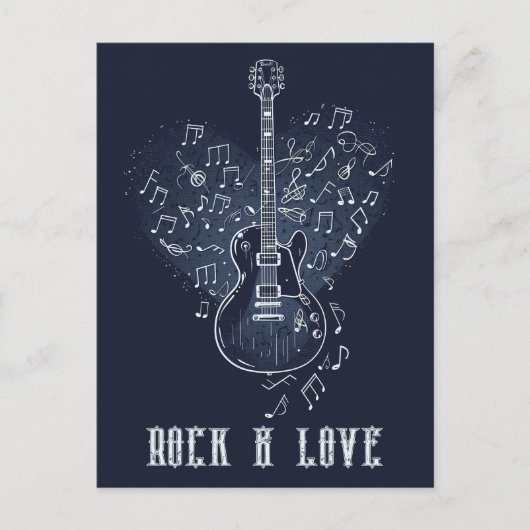 エレクトロ・ギターとハート・ノート ポストカード (正面)