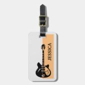 エレクパーソナライズされたタミニマル・ギターギフトの名前 ラゲッジタグ (正面縦)