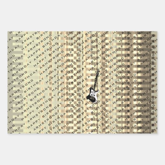 エレクパーソナライズされたティギタモダンー名誕生日 ラッピングペーパーシート (正面3)