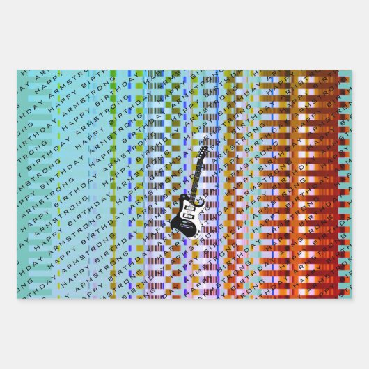 エレクパーソナライズされたティギタモダンー名誕生日 ラッピングペーパーシート (正面2)