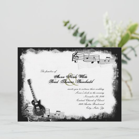 エレクファンキーティギター音楽結婚式招待状 招待状 (スタンド正面)