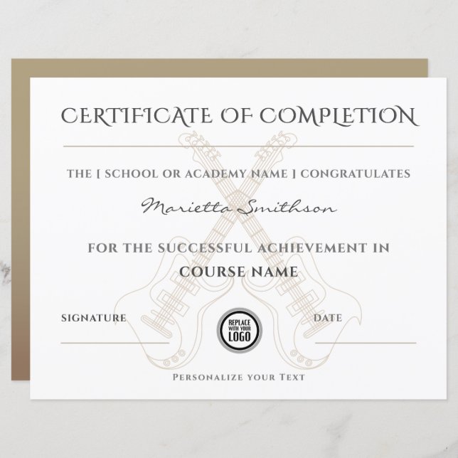 エレクモダンティギターシック修了証書 (正面/裏面)