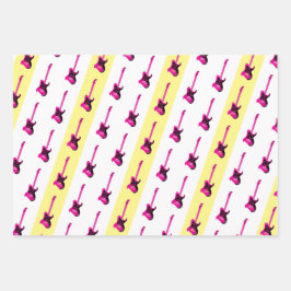 エレクモダンティギターブラックイエローピンクブルーカッコいい ラッピングペーパーシート