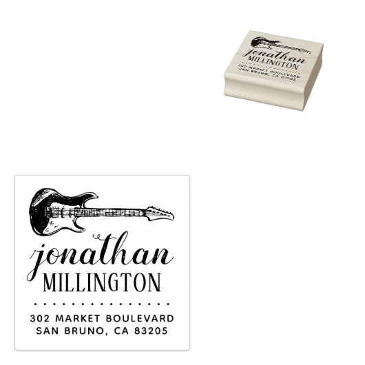 エレクモダンティギター名スクリプト差出人住所 ラバースタンプ (押印)