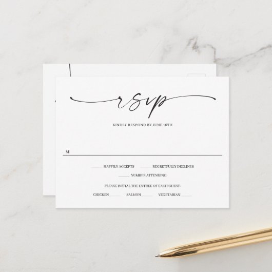 エレクラシックガンスウェディング出欠のポストカード ポストカード (正面/裏面インサイチュ)