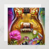エレク素晴らしティギターとバラ ノートカード (正面/裏面)