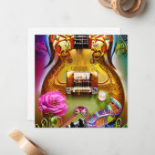 エレク素晴らしティギターとバラ ノートカード (正面/裏面インサイチュ)