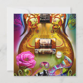 エレク素晴らしティギターとバラ ノートカード (正面)