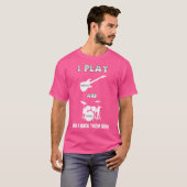エレク遊ティギターとドラムおもしろいギタリストMus Tシャツ (正面フル)