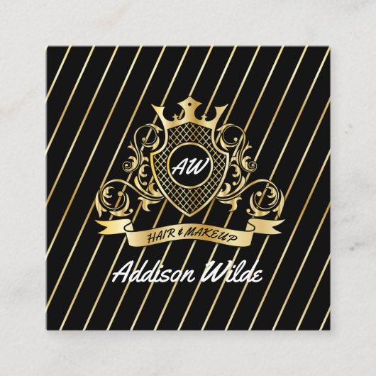 エレゲナト金ゴールドモナグラムファッションドデザイン スクエア名刺 (正面)