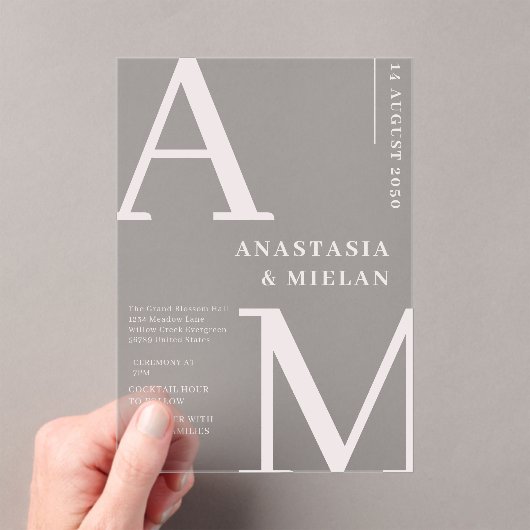 エレゲミニマルントブラックラグジュアリー結婚ズ アクリル招待状 (インサイチュ (ポータブル))