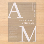 エレゲミニマルントブラックラグジュアリー結婚ズ アクリル招待状 (正面)