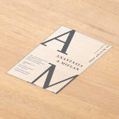 エレゲミニマルント黒と白のラグジュアリー結婚ズ アクリル招待状 (レイダウン)