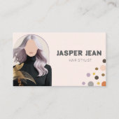 エレゲントシックな紫色のロングヘアガールヘアスタイリスト 名刺 (正面)