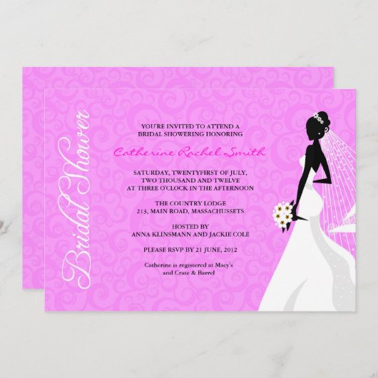 エレゲントシルエットブライダルシャワー招待 招待状 (正面/裏面)