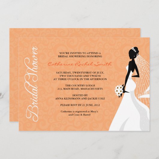 エレゲントシルエットブライダルシャワー招待 招待状 (正面/裏面)