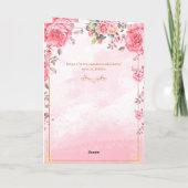 エレゲントピンクローズキュートゴールデンキットン誕生日 カード (裏面)