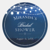 エレゲントブルーナイト&ストリングライトブライダルシャワー ラウンドシール (正面)