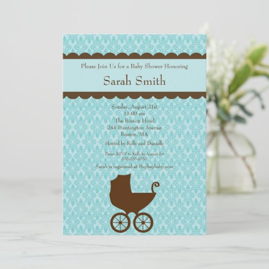 エレジェントキャリッジベビーシャワー招待状 招待状 (スタンド正面)