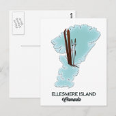 エレスミア島カナダの地図ポスター ポストカード (正面/裏面)