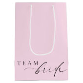 エレスミア ピンク ミニマリスト ウェディング チーム ブライド ミディアム ミディアムペーパーバッグ (裏面)