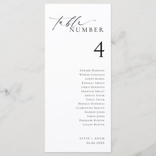 エレスミア ミニマリスト テーブル ナンバー ゲスト名入り メニュー (裏面)