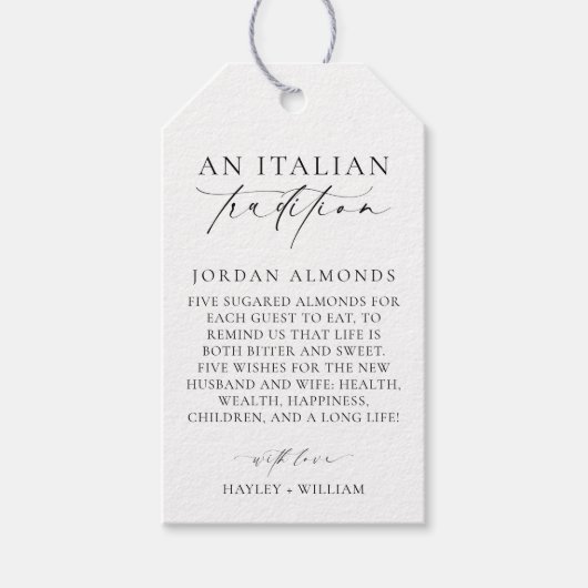 エレスメアと伝統イタリアンがアーモンドを守った ギフトタグ (正面)