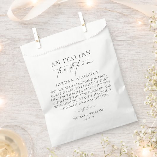 エレスメアと伝統イタリアンがアーモンドを守った フェイバーバッグ (クリップ留めされた状態)