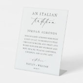 エレスメアと伝統イタリアンがアーモンドを守った 台座サイン (正面)