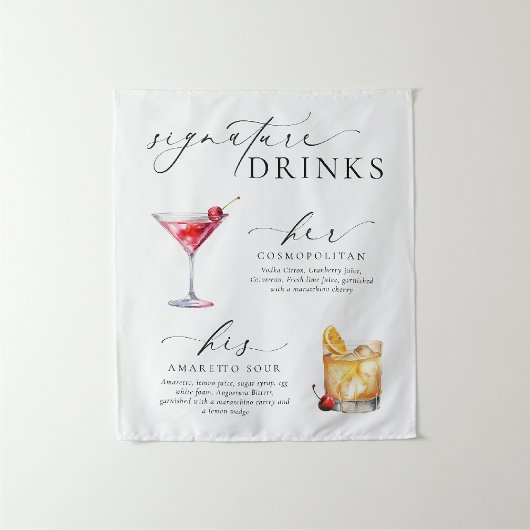 エレスメア モダン ミニマル シグネチャードリンク サイン タペストリー