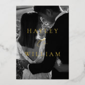 エレズミアブラックミニマモダンリスト結婚ズ 箔招待状 (正面)