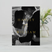 エレズミアブラックミニマモダンリスト結婚ズ 箔招待状 (立ち正面)