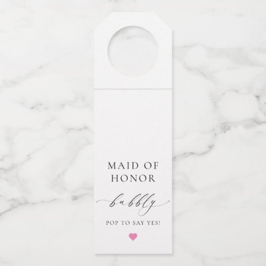 エレズミヤメイド・オブ・オーナー（花嫁付き添い人）バブリーボトルハンガーラベル ボトルネックタグ (正面)