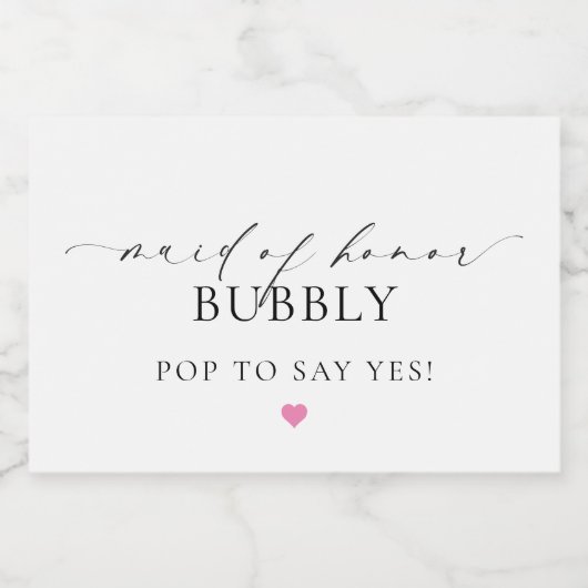 エレズミヤメイド・オブ・オーナー(花嫁付き添い人)プロポーショきらめくンワインラ スパークリングワインラベル (シングルラベル)