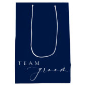 エレズミヤ海軍ミニマル結婚リストのチームグルーム ミディアムペーパーバッグ (裏面)