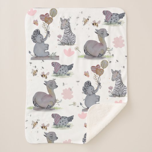 "エレゾウ&ポルカヘン"ボガンフース毛布 シェルパブランケット (正面)