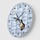 エレック・ギタ転がー～シート音楽～青味がかった背景～ ラージ壁時計 (傾斜)