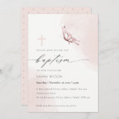 エレナント赤面水彩蝶バプテスマ 招待状 (正面/裏面)