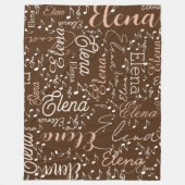 エレナ名パーソナライズされた楽音茶色 フリースブランケット (正面)