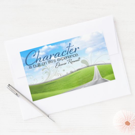 エレノールルーズベルト感動的引用文「キャラクター」 長方形シール (封筒)
